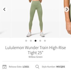 lululemon athletica Wunder Train High-Rise Tight - Willow Green